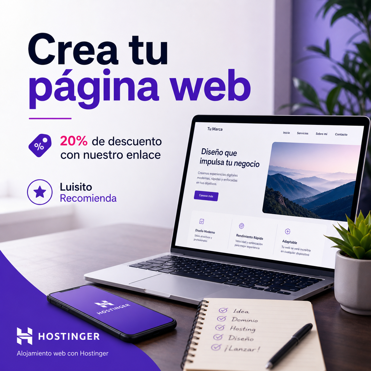 Hostinger: cómo crear una página web con 20 % de descuento