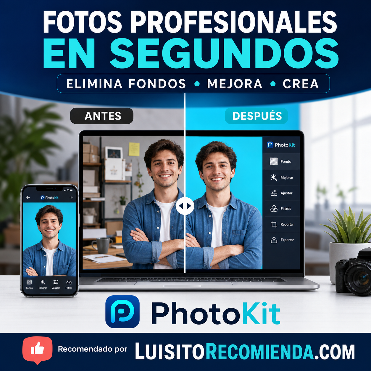 PhotoKit, editor online para mejorar fotos y eliminar fondos