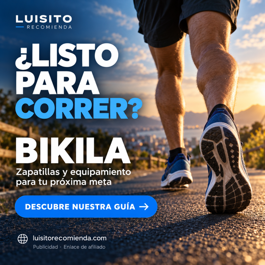 Publicidad de BIKILA por Luisito Recomienda: zapatillas y equipamiento para correr. Imagen ilustrativa.
